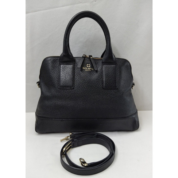 Kate Spade New York Black Pebbled Leather Top Handle Zipper Closure Satchel Bag - Picture 1 of 16